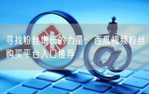 寻找粉丝增长的力量：西瓜视频粉丝购买平台入口推荐
