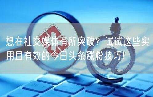 想在社交媒体有所突破？试试这些实用且有效的今日头条涨粉技巧！