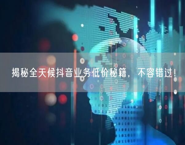揭秘全天候抖音业务低价秘籍，不容错过！